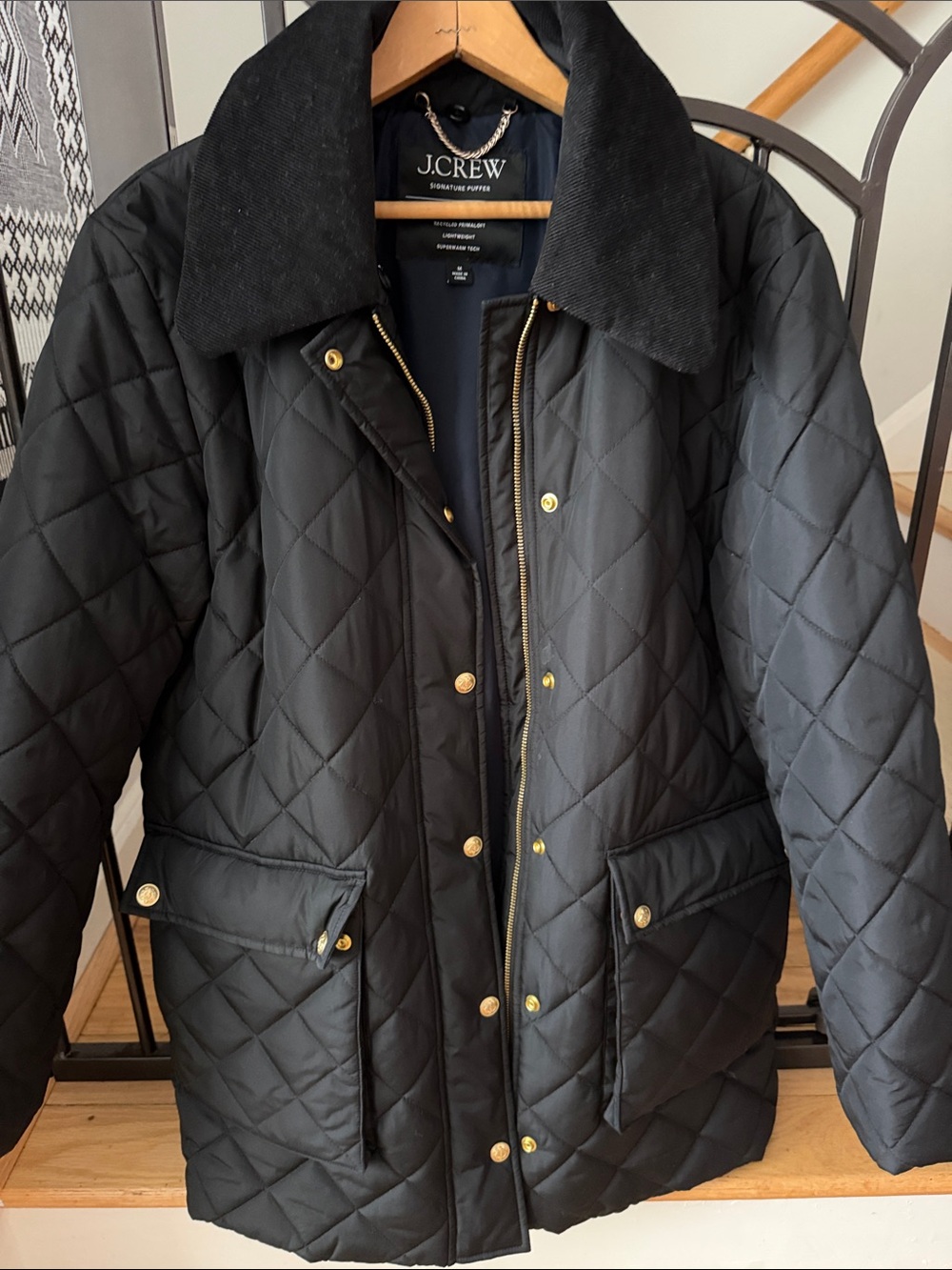 J. Crew Black Quilted Puffer Coat - Picture 3 of 7